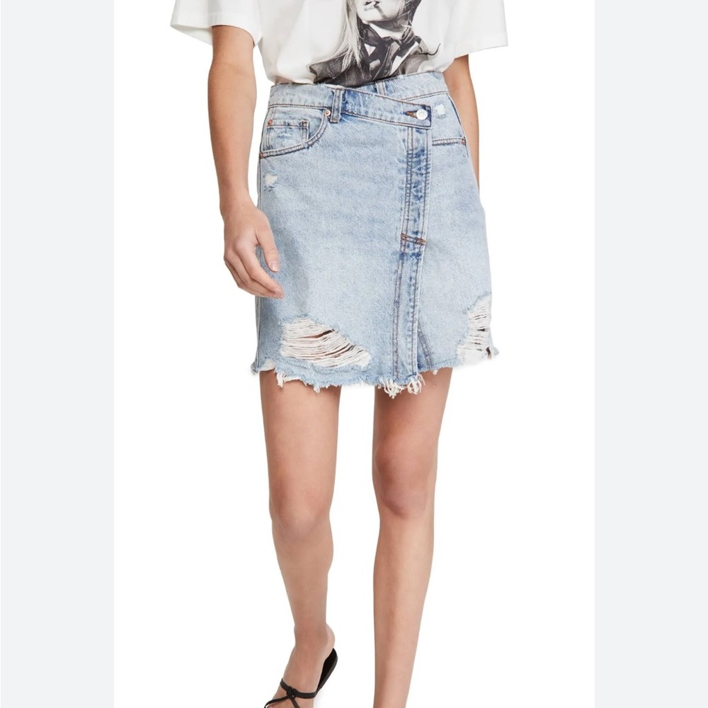 Free People we the free Parker Denim Wrap Skirt Mini Skirt Surf's Up 26